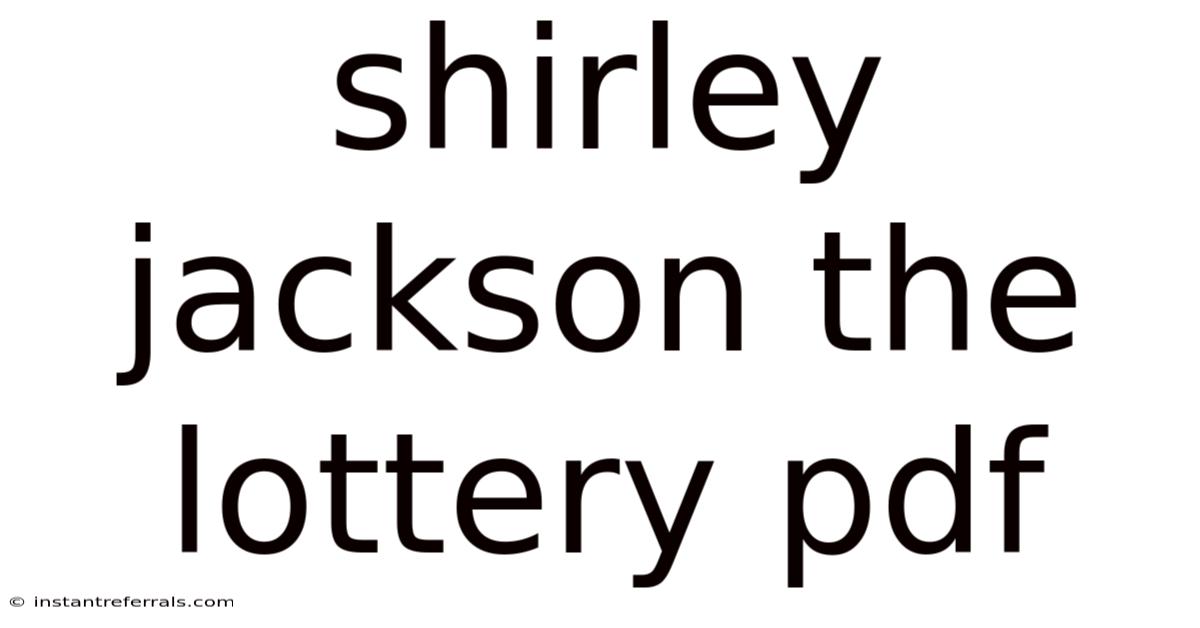 Shirley Jackson The Lottery Pdf