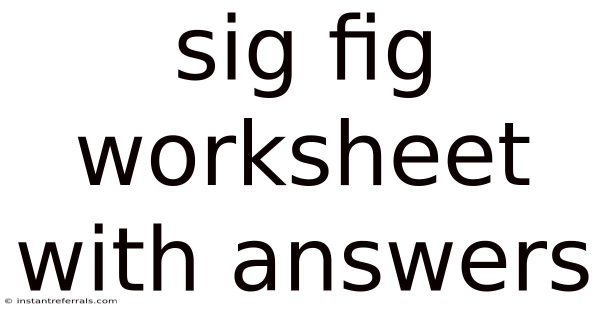Sig Fig Worksheet With Answers