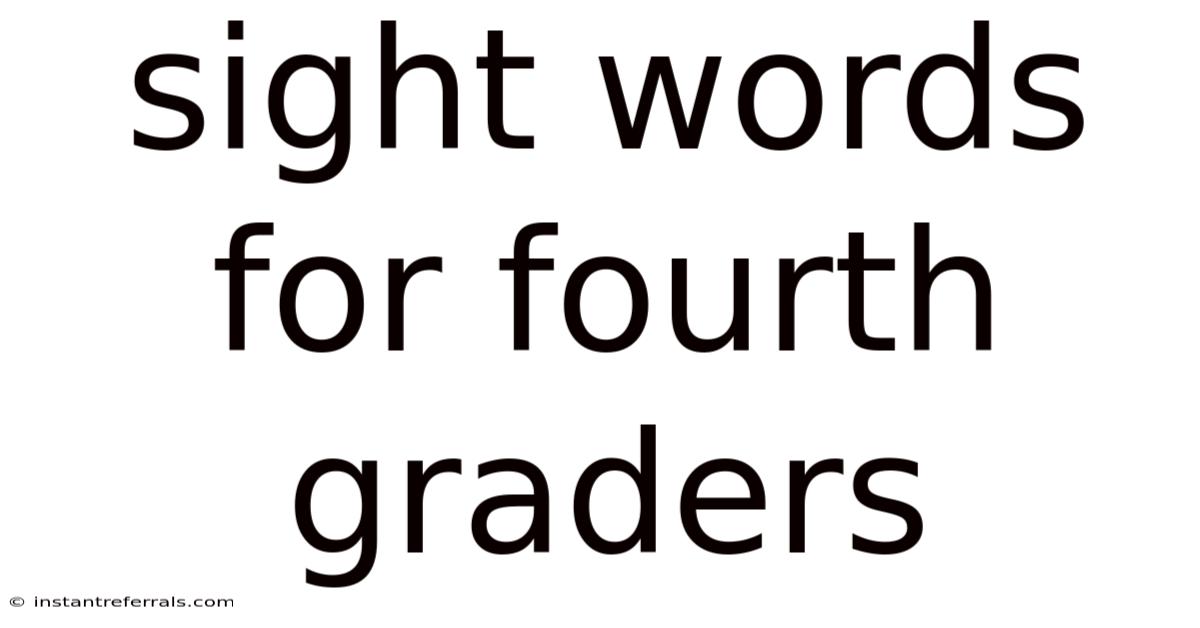 Sight Words For Fourth Graders