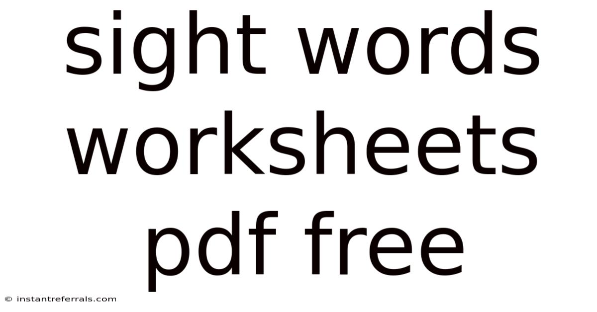 Sight Words Worksheets Pdf Free