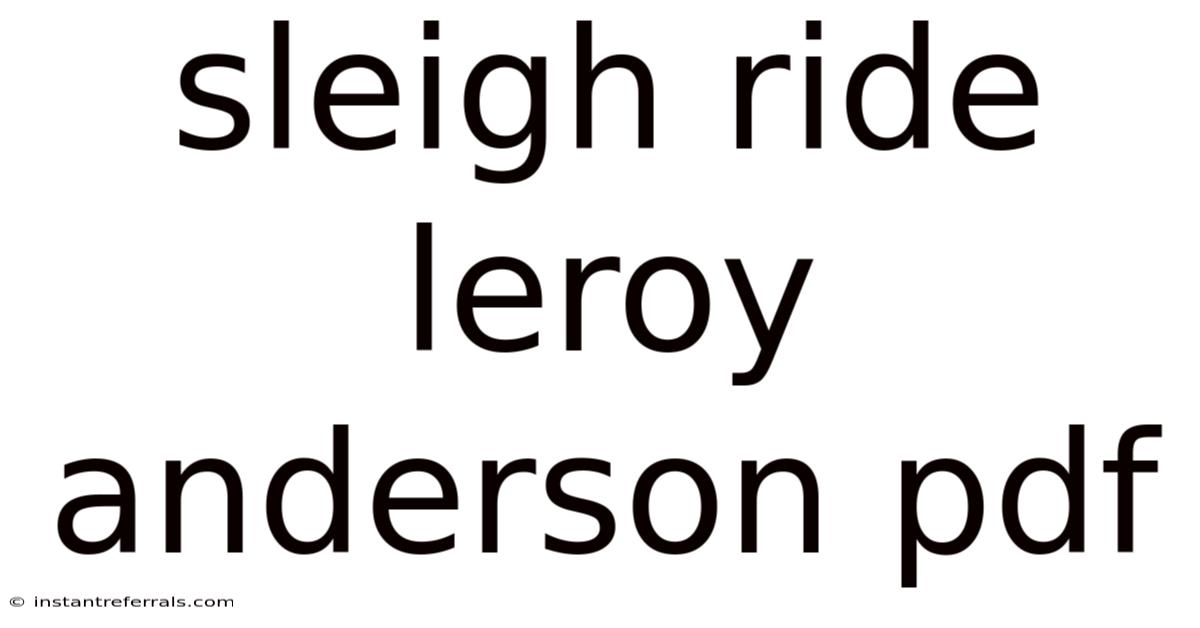Sleigh Ride Leroy Anderson Pdf