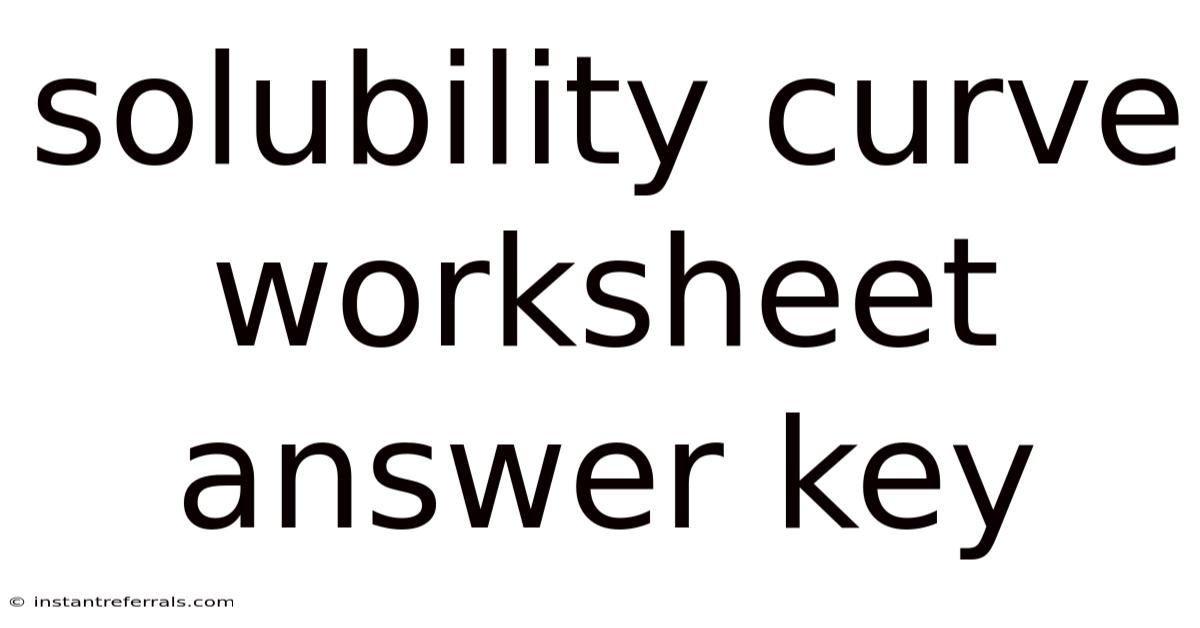 Solubility Curve Worksheet Answer Key
