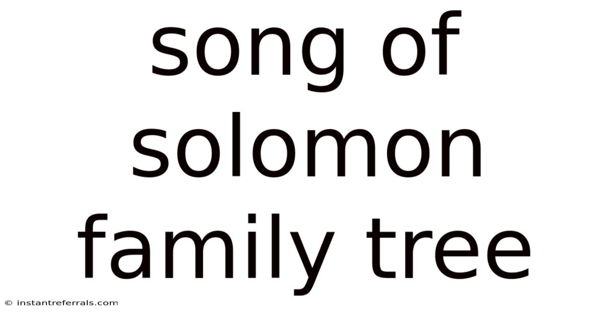 Song Of Solomon Family Tree