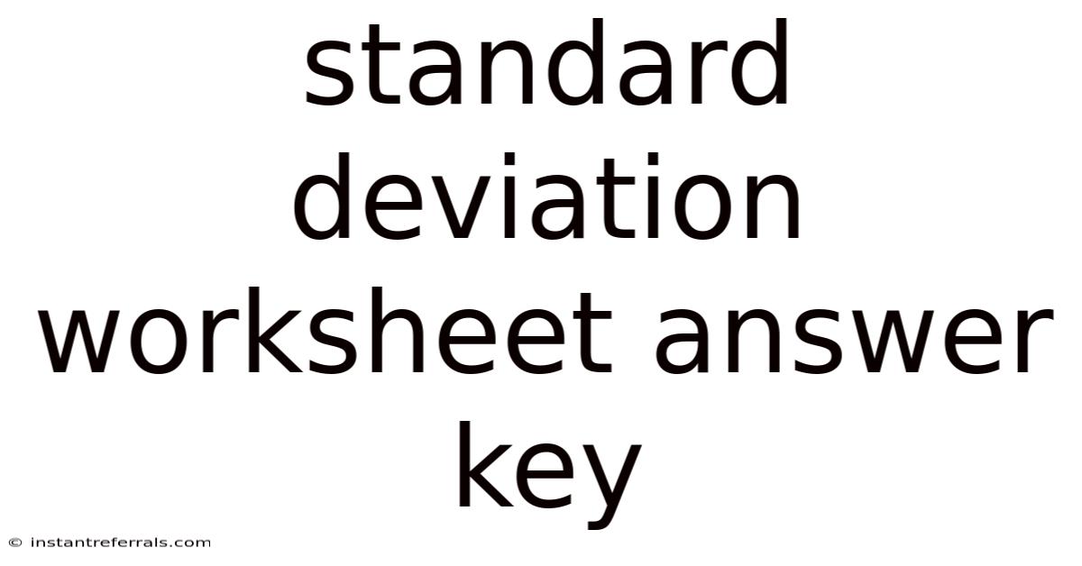 Standard Deviation Worksheet Answer Key