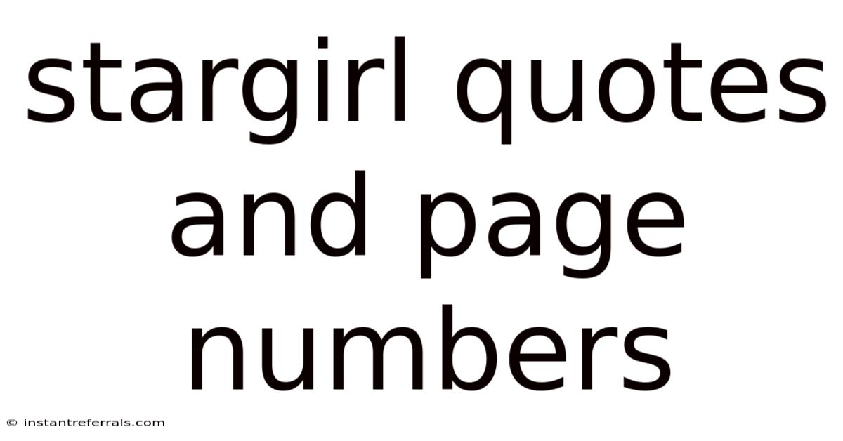 Stargirl Quotes And Page Numbers