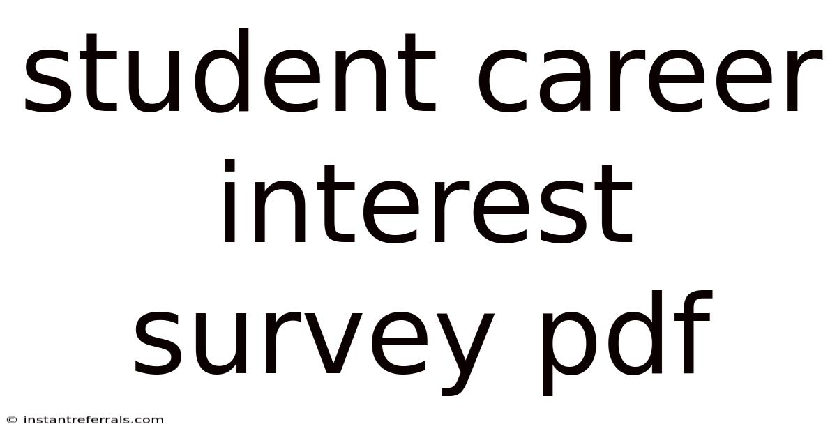 Student Career Interest Survey Pdf