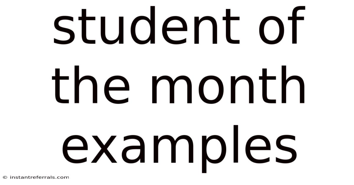 Student Of The Month Examples