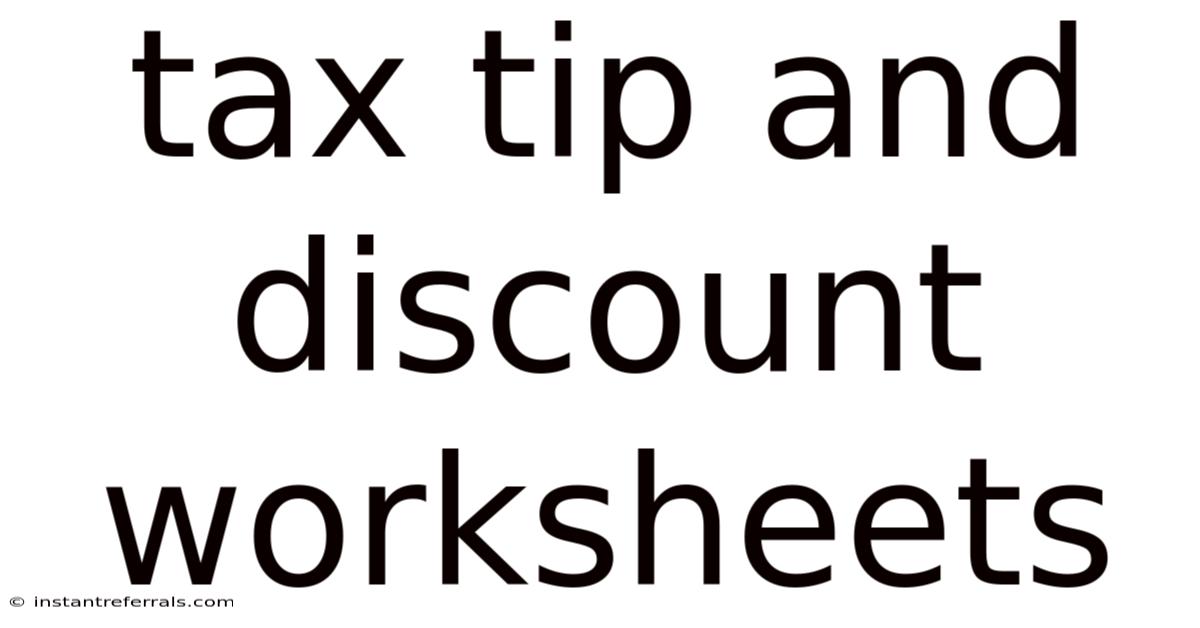 Tax Tip And Discount Worksheets