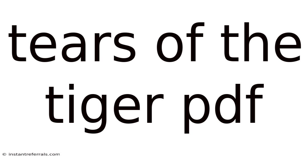 Tears Of The Tiger Pdf