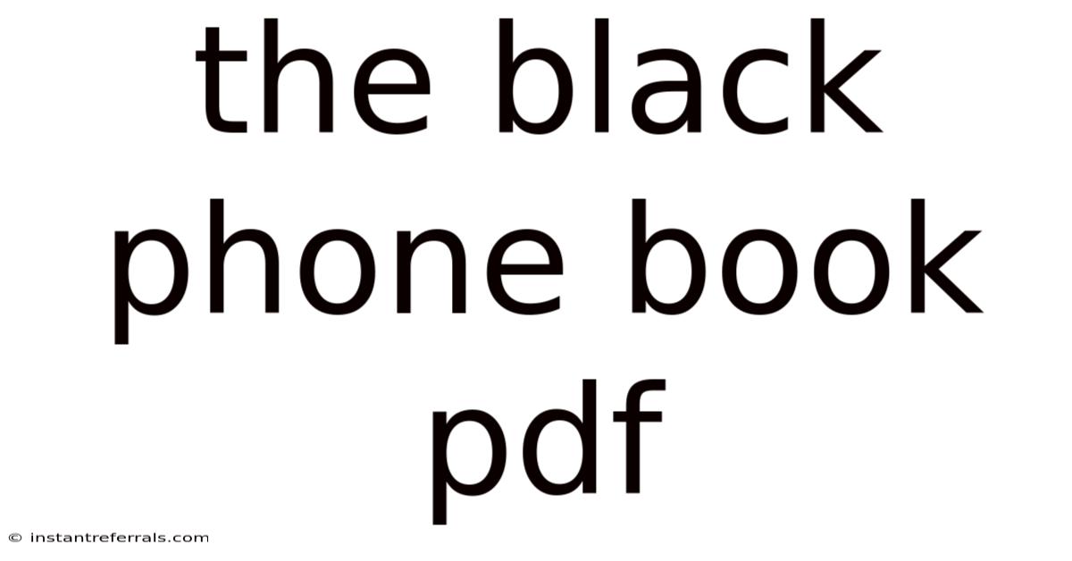 The Black Phone Book Pdf