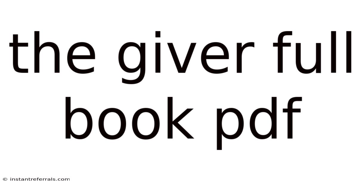 The Giver Full Book Pdf