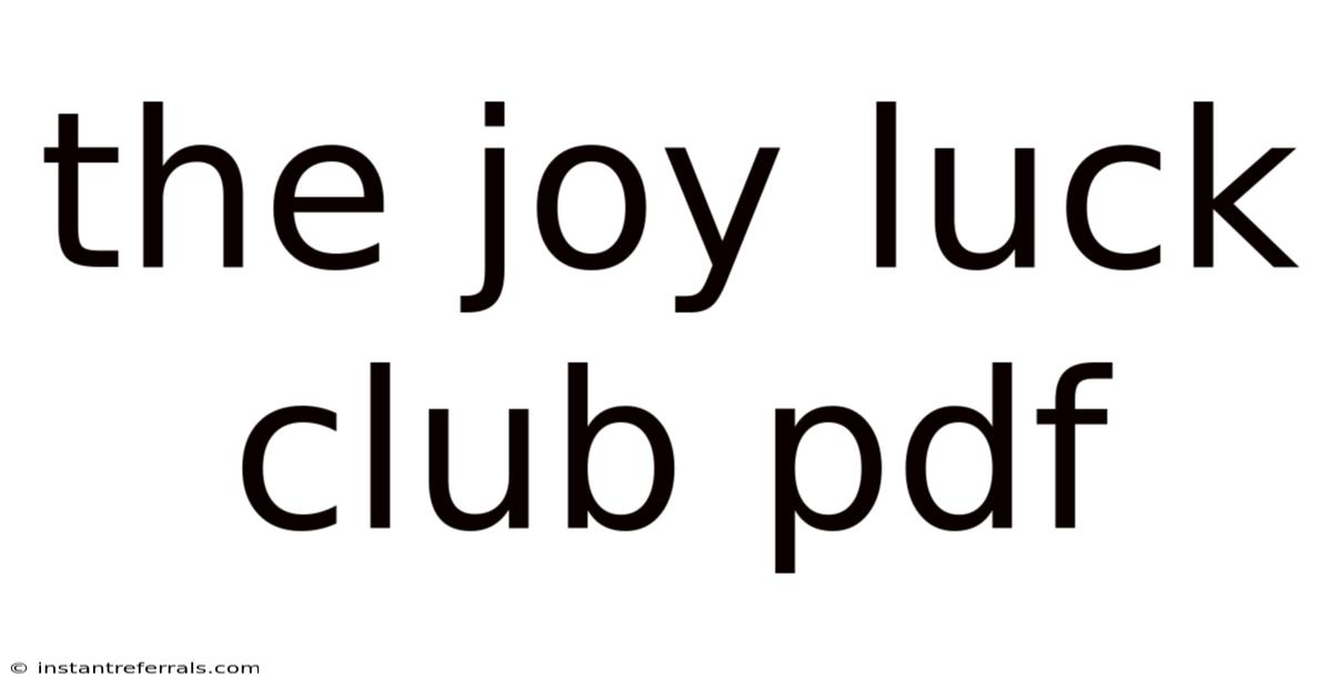 The Joy Luck Club Pdf