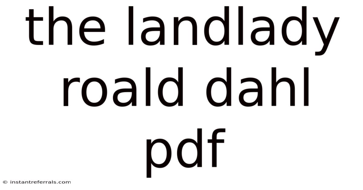 The Landlady Roald Dahl Pdf