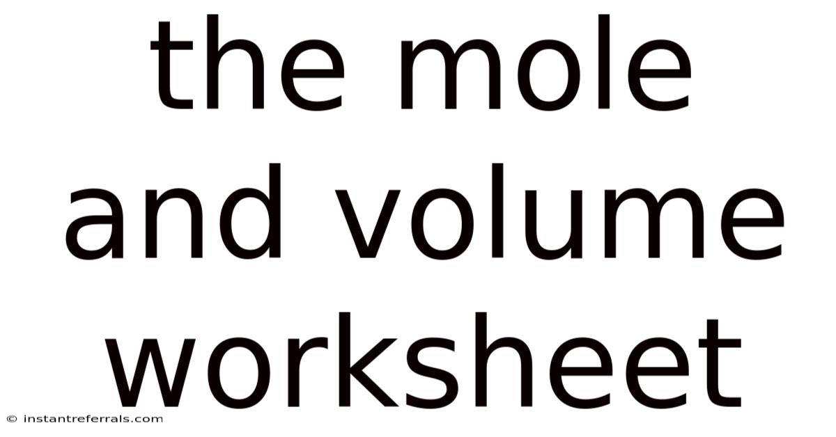 The Mole And Volume Worksheet