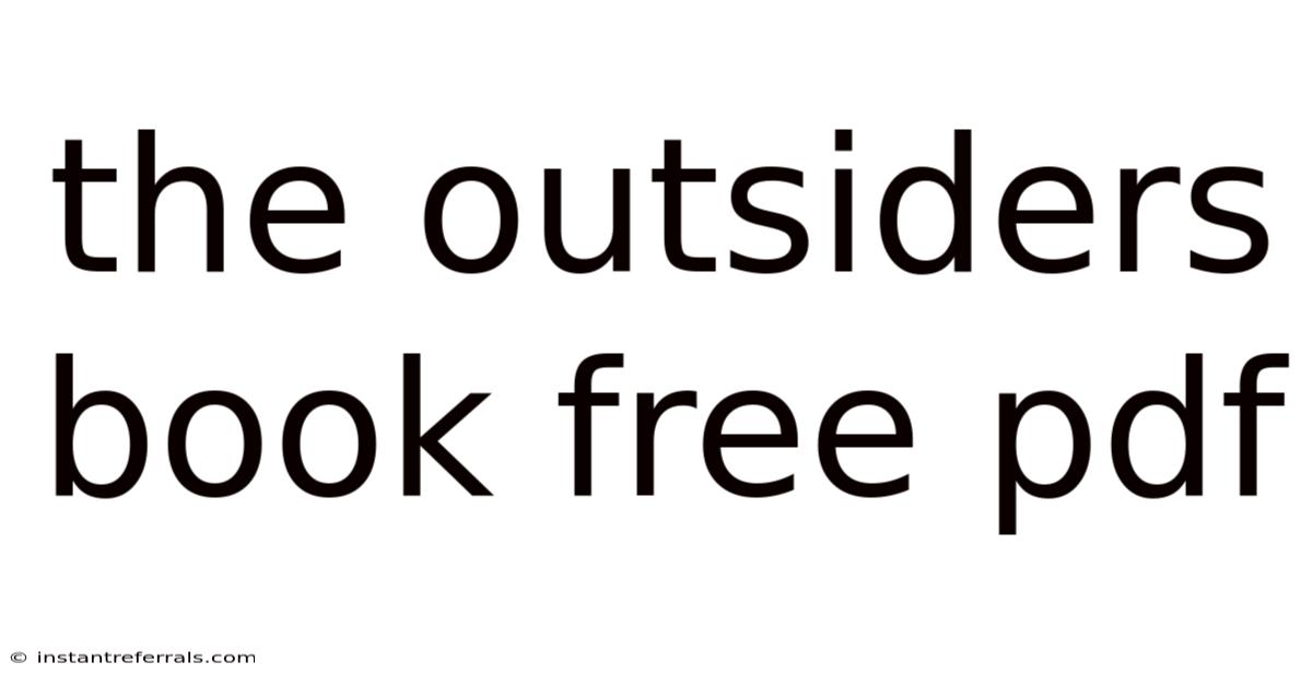 The Outsiders Book Free Pdf
