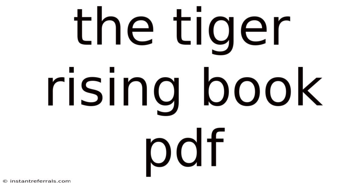The Tiger Rising Book Pdf