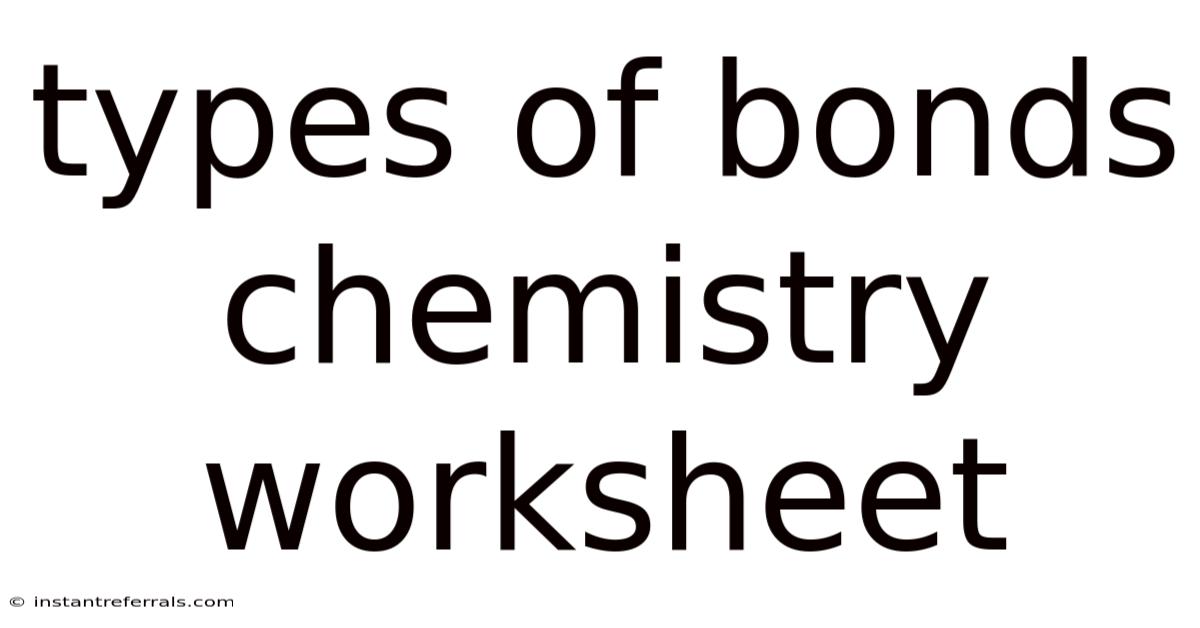Types Of Bonds Chemistry Worksheet