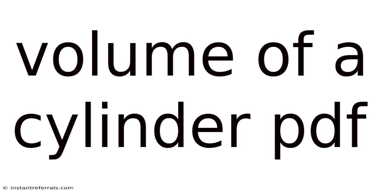 Volume Of A Cylinder Pdf