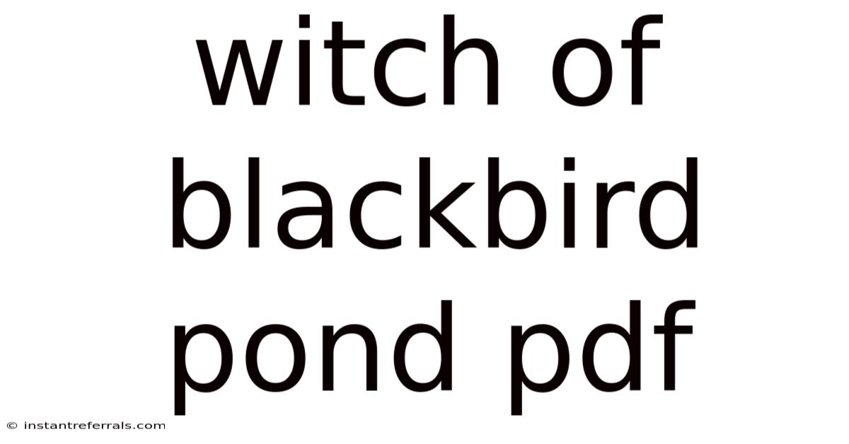 Witch Of Blackbird Pond Pdf