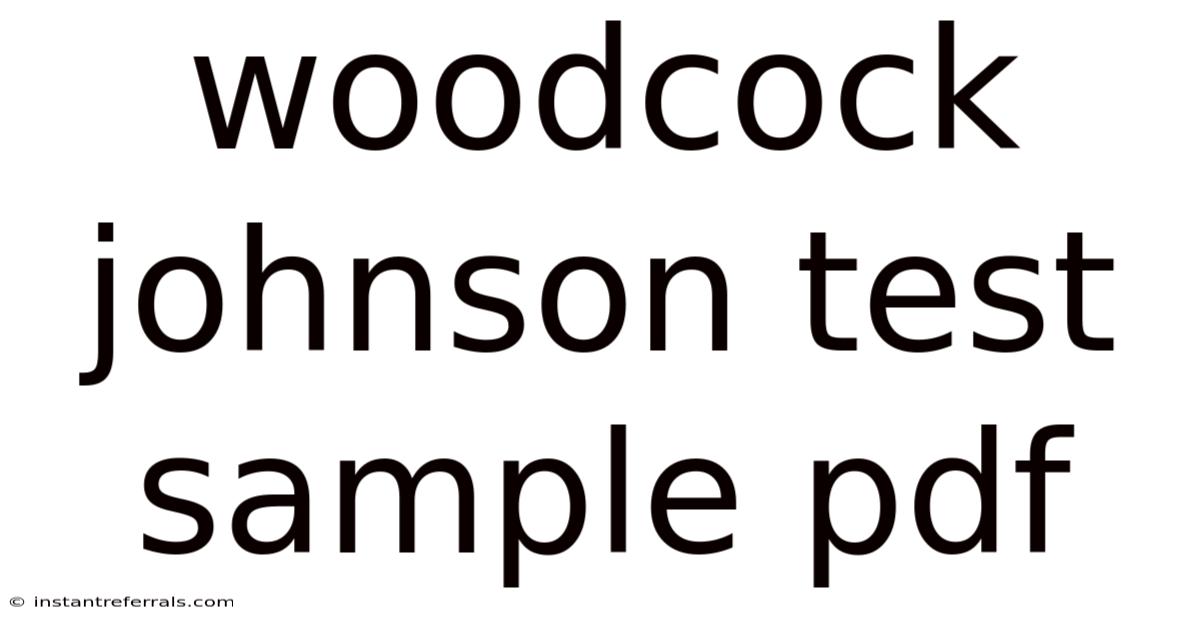 Woodcock Johnson Test Sample Pdf