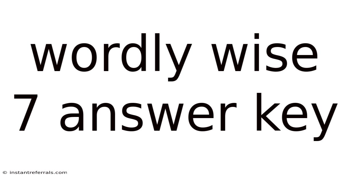 Wordly Wise 7 Answer Key