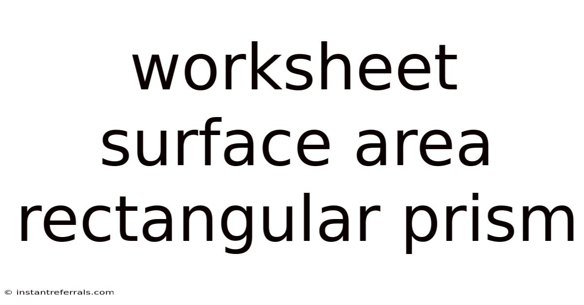 Worksheet Surface Area Rectangular Prism