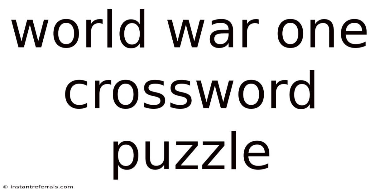 World War One Crossword Puzzle