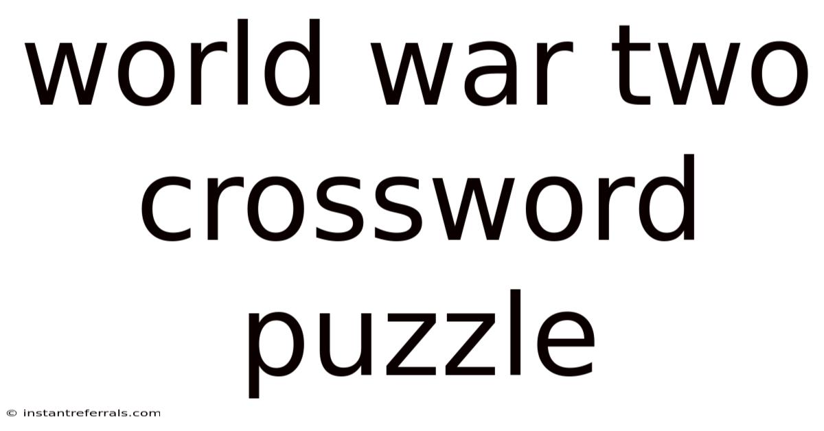 World War Two Crossword Puzzle